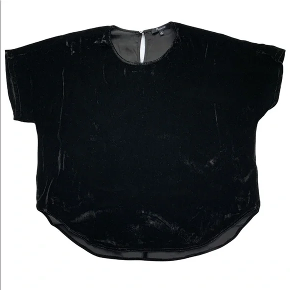 Madewell Black‎ Velvet Tulip Hemmed Top - Picture 3 of 6